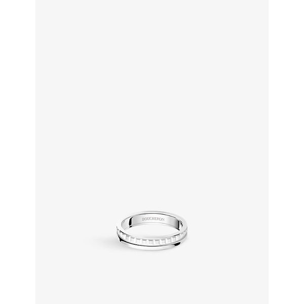 Boucheron Quatre Double White Edition 18ct white-gold and white hyceram wedding band