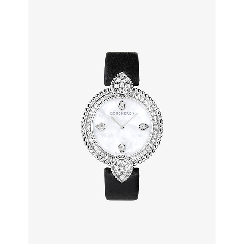 Boucheron WA015801 Serpent Bohème steel, 1.21ct and leather diamond quartz watch