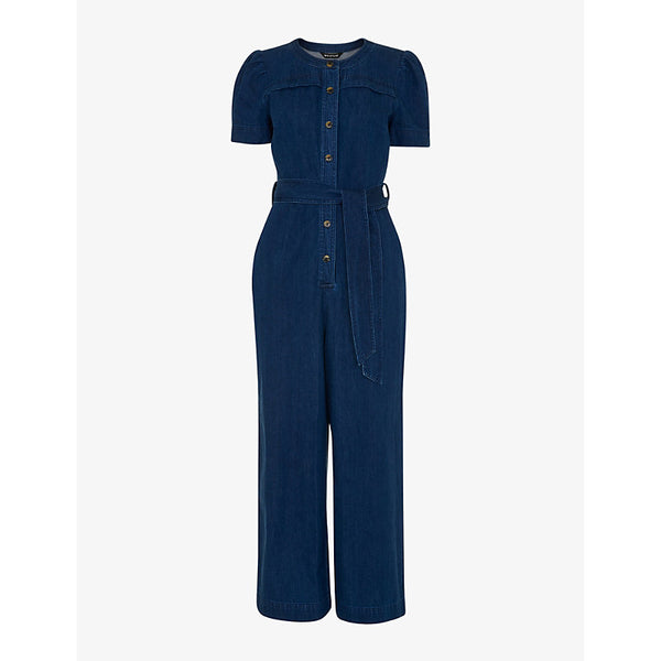 Whistles Alana belted denim cotton jumpsuit