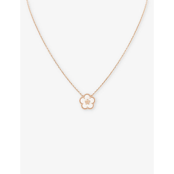 Van Cleef & Arpels Lucky Spring plum blossom 18ct rose-gold and mother-of-pearl pendant necklace