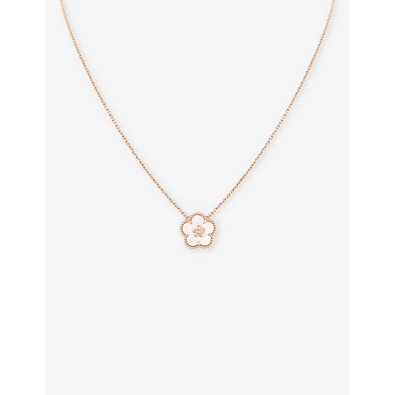 Van Cleef & Arpels Lucky Spring plum blossom 18ct rose-gold and mother-of-pearl pendant necklace