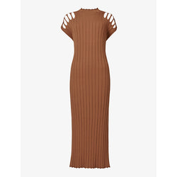 Leem Cut-out shoulder knitted maxi dress | LEEM