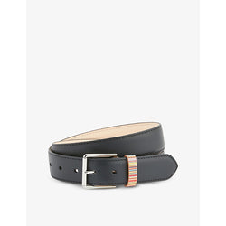  Paul Smith Stripe-pattern leather belt