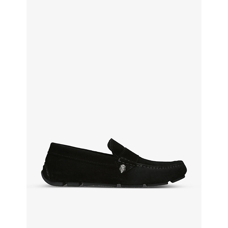 Kurt Geiger London Stirling eagle-embellished suede loafers | Kurt Geiger London