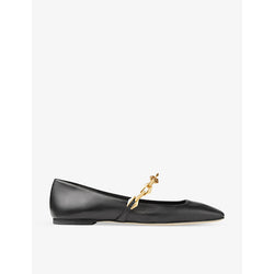 Jimmy Choo Diamond Tilda chain-embellished leather flats | JIMMY CHOO