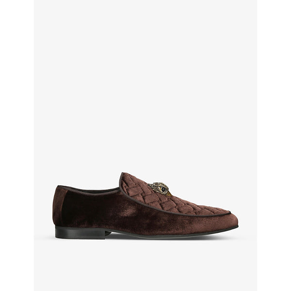 Kurt Geiger London Hugh eagle-embellished quilted velvet loafers | Kurt Geiger London