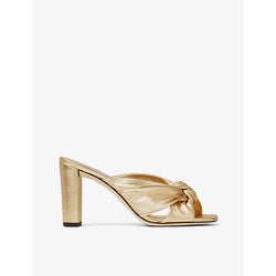 Jimmy Choo Avenue 85 knot-embellished leather heeled mules