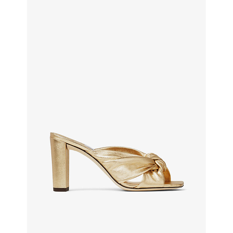 Jimmy Choo Avenue 85 knot-embellished leather heeled mules