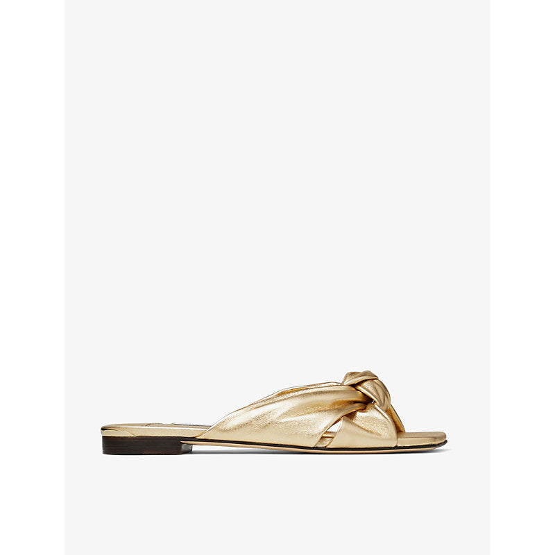 Jimmy Choo Avenue knot-embellished leather mules