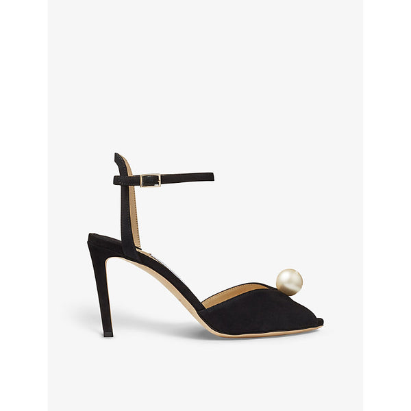 Jimmy Choo Sacora 85 faux pearl-sphere suede heeled sandals | JIMMY CHOO