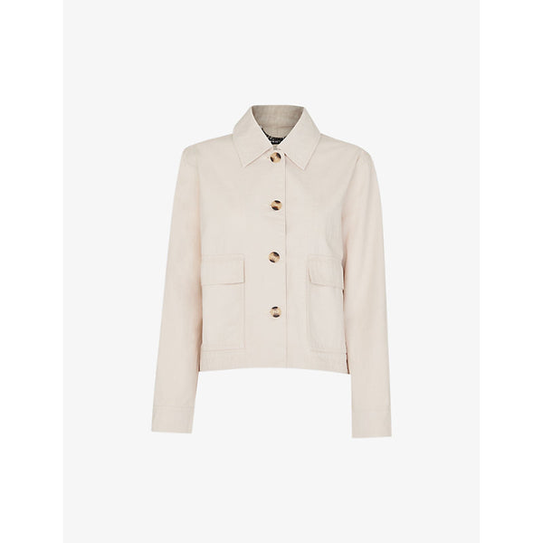 Whistles Marie boxy-fit button-up cotton jacket