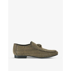 Kurt Geiger London Hugh eagle-embellished herringbone woven loafers