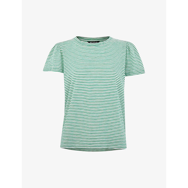 Whistles Frill-sleeved striped cotton-jersey T-shirt