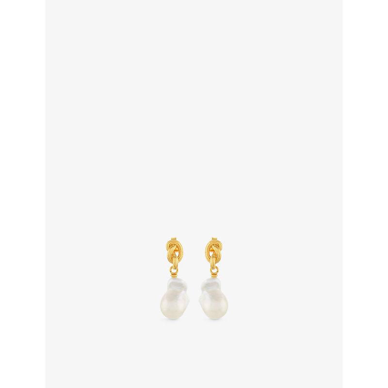 Shyla Synthea 22ct yellow gold-plated sterling-silver and glass earrings | SHYLA