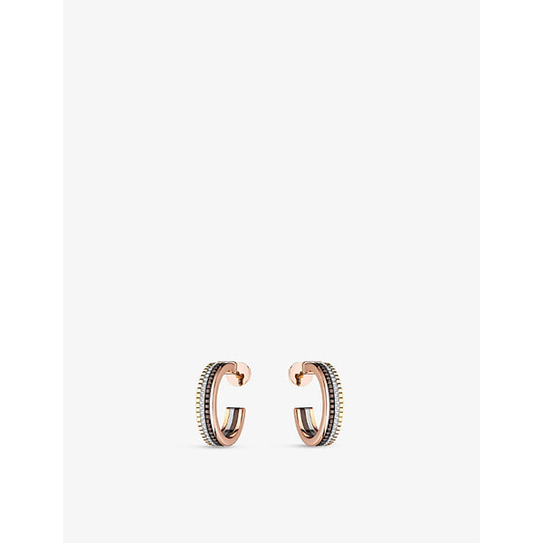 Boucheron Quatre Classique 18ct yellow-gold, white-gold, rose-gold and 0.28ct diamond hoop earrings