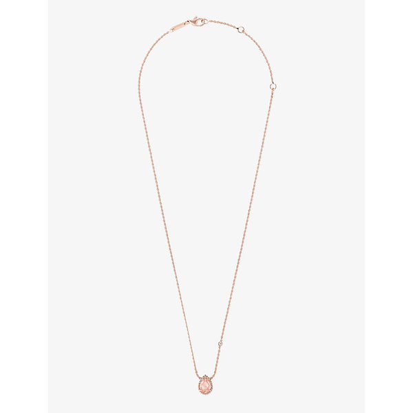 Boucheron Serpent Boheme extra-small 18ct rose-gold, 0.03ct brilliant-cut diamond and 0.77ct pink quartz pendant necklace