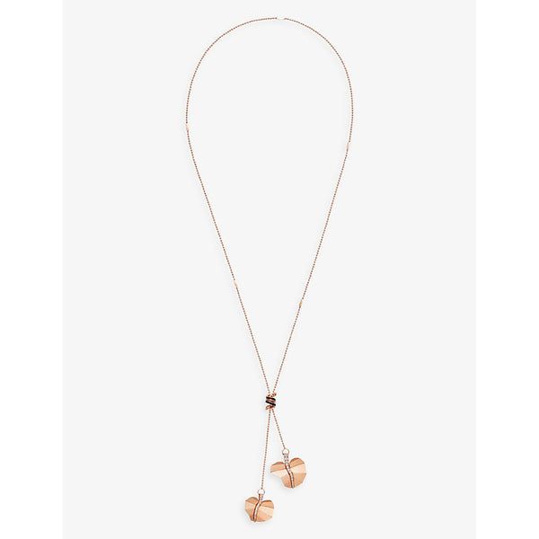  La Maison Couture x Tomasz Donocik Double Leaf 18ct rose gold-plated recycled sterling-silver, zirconia and enamel necklace