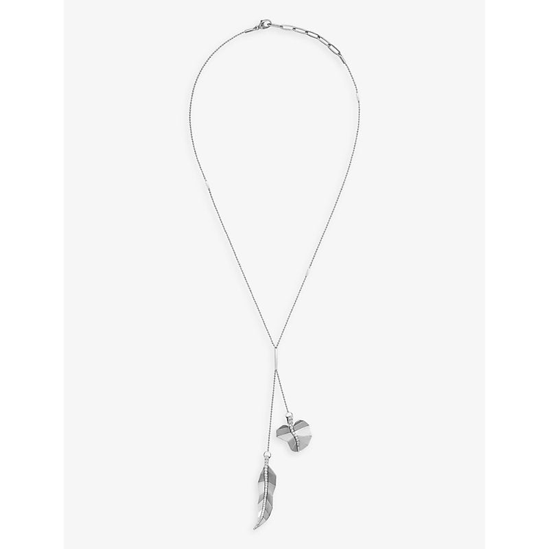 La Maison Couture x Tomasz Donocik Double 2 Leaf 18ct white gold-plated recycled sterling-silver and cubic zirconia necklace