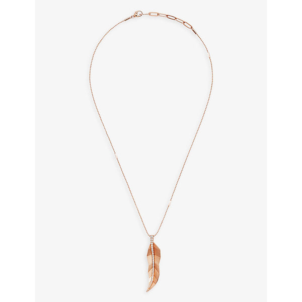 La Maison Couture x Tomasz Donocik Long Leaf rose-gold plated recycled sterling-silver and cubic zirconia pendant necklace