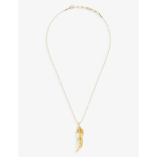 La Maison Couture x Tomasz Donocik Long Leaf yellow gold-plated recycled sterling-silver and cubic zirconia necklace