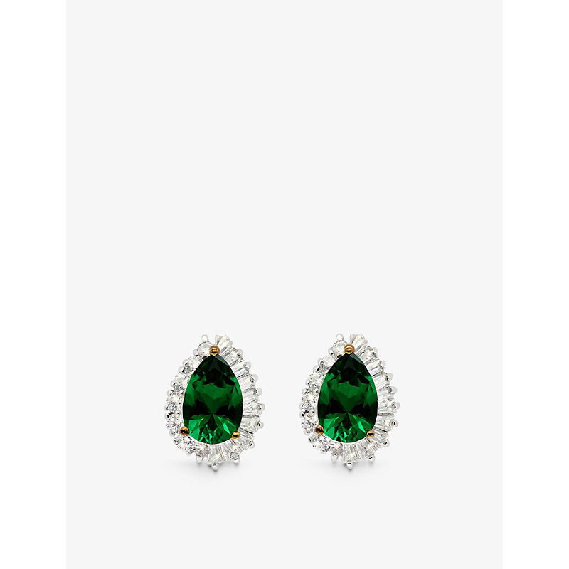  Carat London Eleanor sterling-silver stud and cubic zirconia earrings