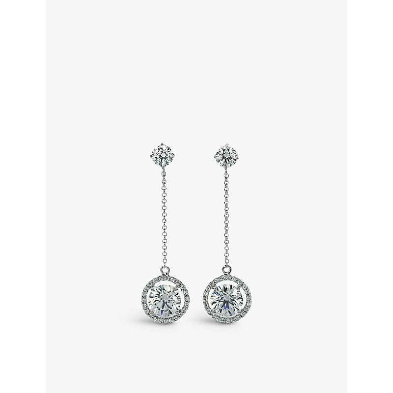  Carat London Ida sterling-silver and cubic zirconia drop earrings