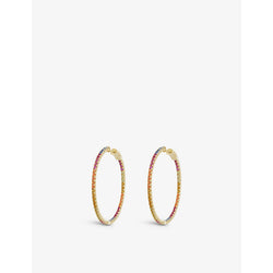  Carat London Rainbow large yellow-gold plated vermeil sterling silver hoops and gemstone hoop earrings