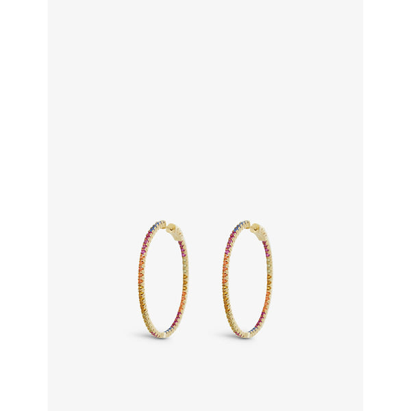  Carat London Rainbow large yellow-gold plated vermeil sterling silver hoops and gemstone hoop earrings