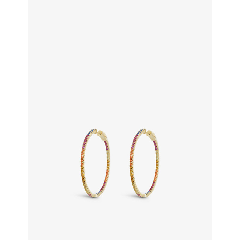  Carat London Rainbow large yellow-gold plated vermeil sterling silver hoops and gemstone hoop earrings