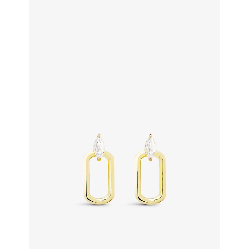 Womens Carat London Tori yellow-gold vermeil-plated sterling-silver and cubic zirconia hoop earrings