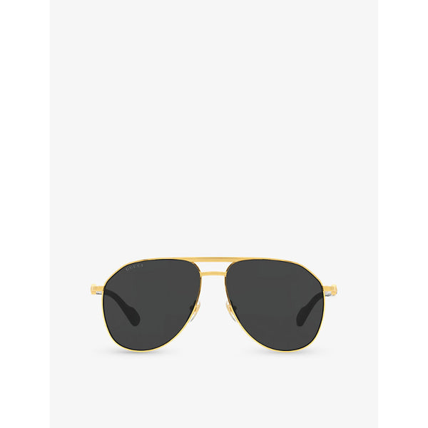  Gucci GG1220S aviator-frame metal sunglasses