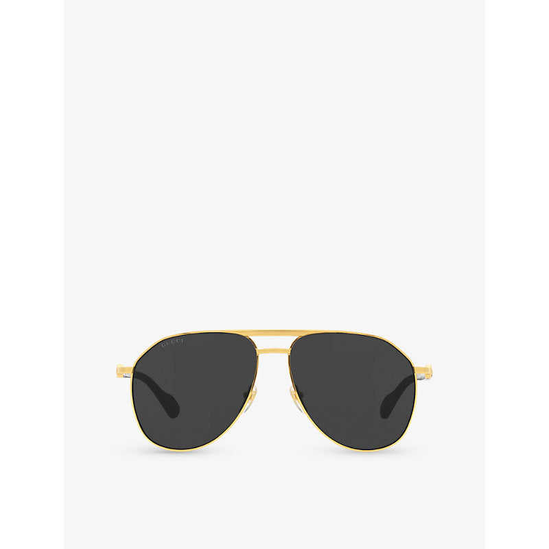  Gucci GG1220S aviator-frame metal sunglasses