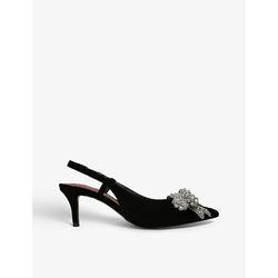  Kurt Geiger London Belgravia sling-back bow-embellished velvet heeled courts