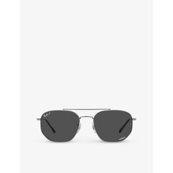  Ray-Ban RB3707 irregular-shape gunmetal sunglasses