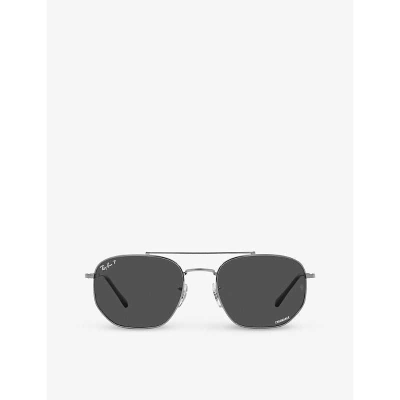  Ray-Ban RB3707 irregular-shape gunmetal sunglasses