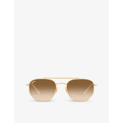  Ray-Ban RB3707 faceted-shape metal sunglasses