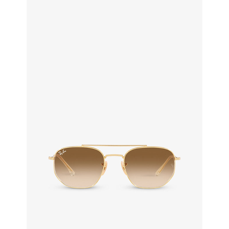  Ray-Ban RB3707 faceted-shape metal sunglasses