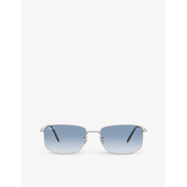 Ray-Ban RB3717 rectangle-frame polished silver-metal sunglasses