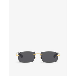  Gucci GG1221S rectangular-frame metal sunglasses