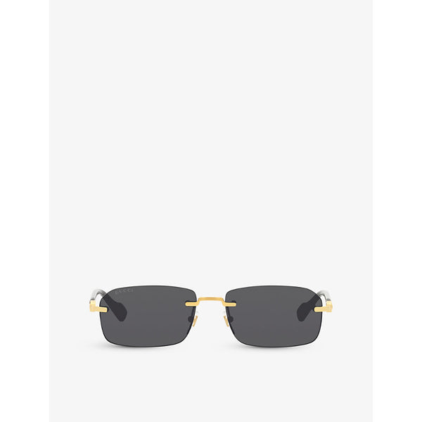  Gucci GG1221S rectangular-frame metal sunglasses