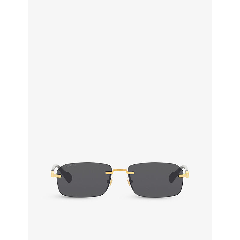  Gucci GG1221S rectangular-frame metal sunglasses