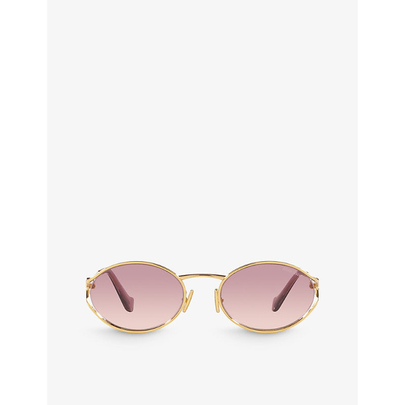 Womens Miu Miu MU 52YS round-frame tinted-lens metal sunglasses