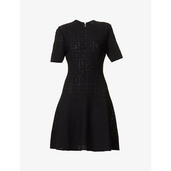 Givenchy Monogram-embossed flared-skirt knitted mini dress | GIVENCHY