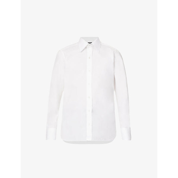  Tom Ford Straight-yoke spread-collar slim-fit cotton-poplin shirt