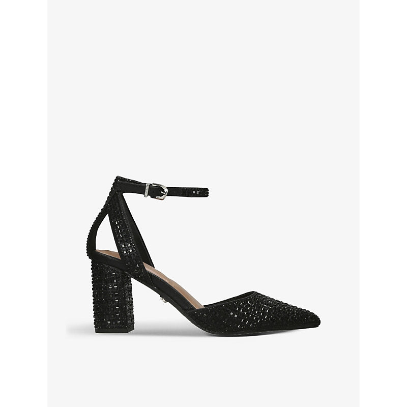 Carvela Kallie crystal-embellished woven heeled courts | Carvela