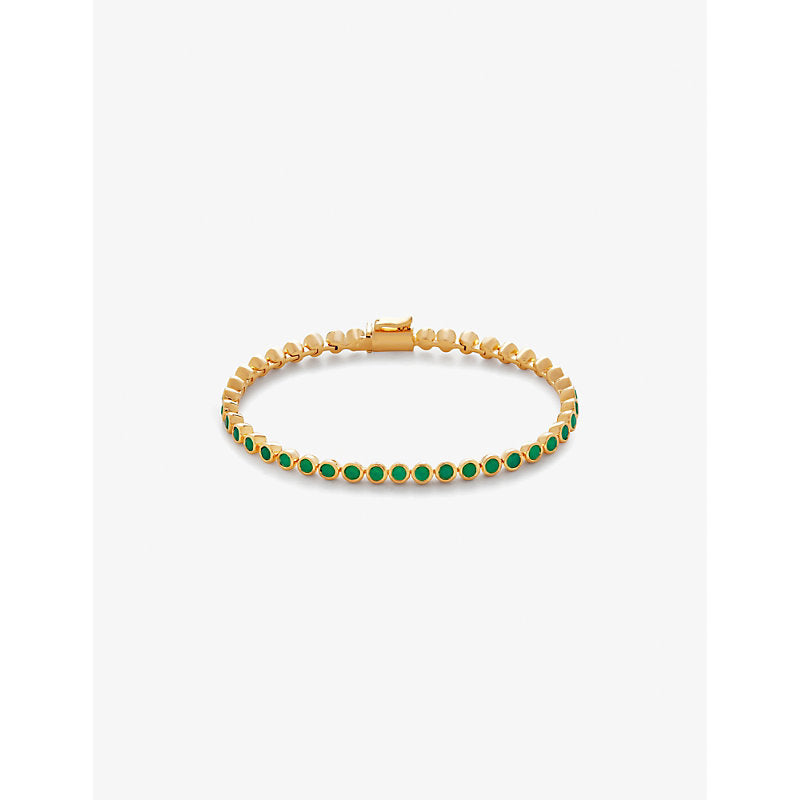 Monica Vinader Essential recycled 18ct yellow gold plated-vermeil recycled sterling-silver and onyx tennis bracelet | MONICA VINADER