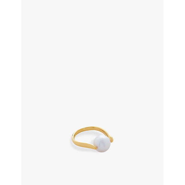 Monica Vinader Nura 18ct yellow gold-plated vermeil recycled sterling-silver and fresh-water pearl ring