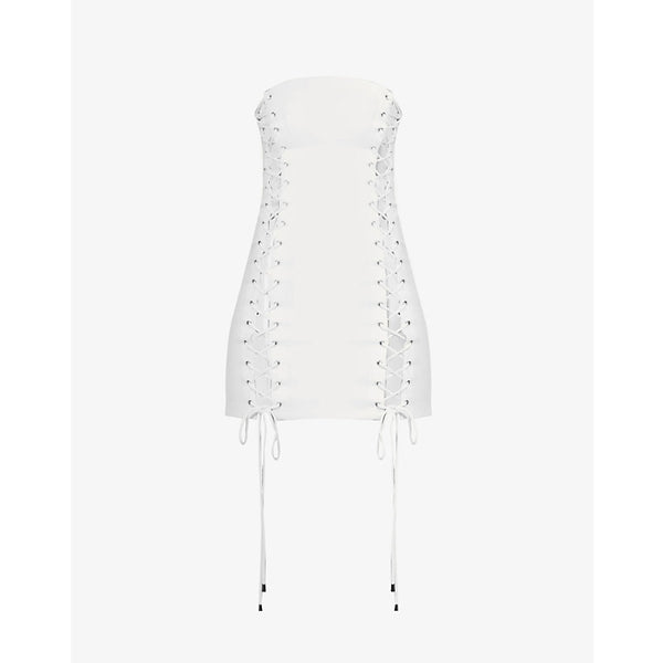 Amy Lynn Lace-up stretch-woven blend mini dress