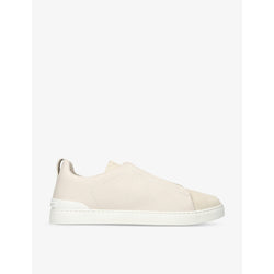 Ermenegildo Zegna Triple Stitch brand-embroidered low-top leather trainers