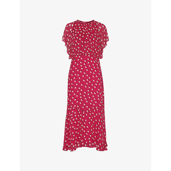 Whistles Moon spot-print woven midi dress | WHISTLES